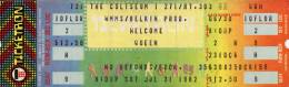 Ticket stub - Queen live at the Coliseum, Richfield, OH, USA [31.07.1982]