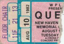 Ticket stub - Queen live at the Coliseum, New Haven, CT, USA [10.08.1982]