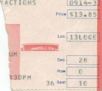 Ticket stub - Queen live at the Forum, Inglewood, CA, USA [14.09.1982]