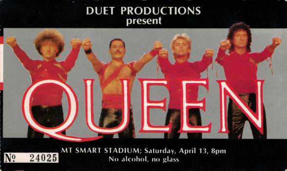 Ticket stub - Queen live at the Mount Smart Stadium, Auckland, New Zealand [13.04.1985]