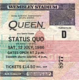 Ticket stub - Queen live at the Wembley Stadium, London, UK [12.07.1986]