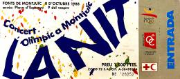 Ticket stub - Freddie Mercury live at the Plaça de Carles Buïgas, Montjuic Park, Barcelona, Spain (La Nit festival) [08.10.1988]