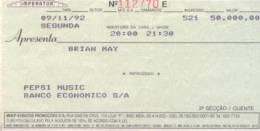 Ticket stub - Brian May live at the Imperator Club, Rio De Janeiro, Brazil [09.11.1992]