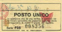 Ticket stub - Roger Taylor live at the Teatro Verdi, Genova, Italy [18.01.1995]