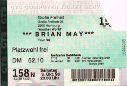 Ticket stub - Brian May live at the Grosse Freiheit, Hamburg, Germany [03.10.1998]