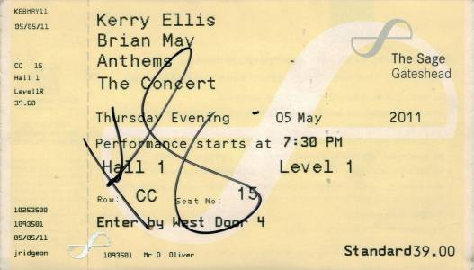 Ticket stub - Brian May live at the The Sage, Gateshead, UK [05.05.2011]