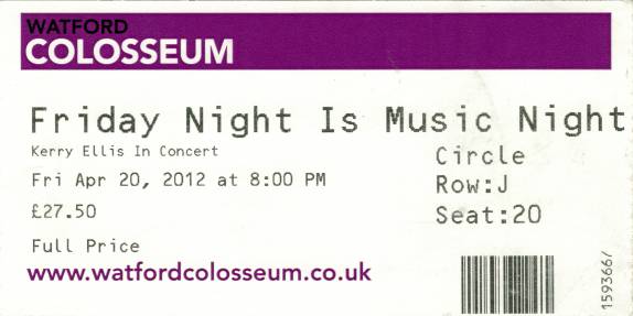 Ticket stub - Brian May live at the Colosseum, Watford, UK (Friday Night is Music Night) [20.04.2012]