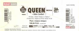 Ticket stub - Queen + Adam Lambert live at the Stadion Miejski, Wroclaw, Poland [07.07.2012]