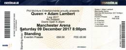 Ticket stub - Queen + Adam Lambert live at the Arena, Manchester, UK [09.12.2017]