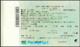 Ticket stub - Queen + Adam Lambert live at the Kyosera Dome, Osaka, Japan [28.01.2020]