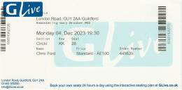 Ticket stub - Roger Taylor live at the G Live, Guildford, UK (Gary Brooker tribute concert) [04.12.2023]