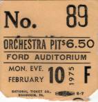 Ticket stub - Queen live at the Ford Auditorium, Detroit, MI, USA [10.02.1975]