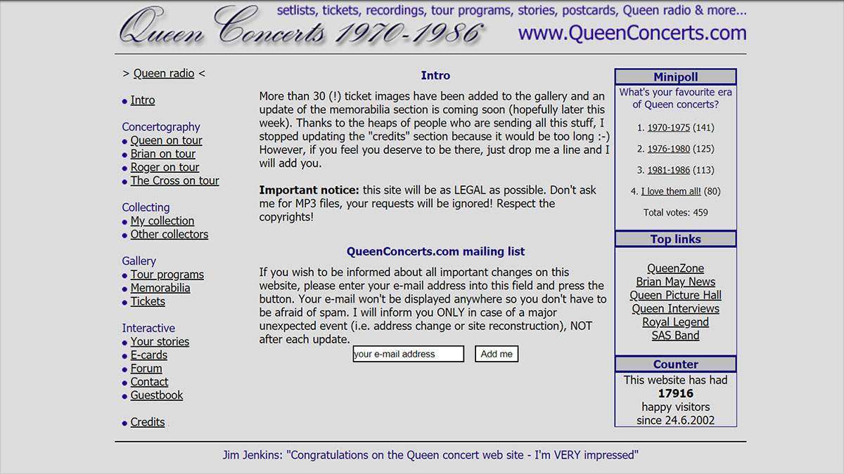 the design of QueenConcerts in year 2002