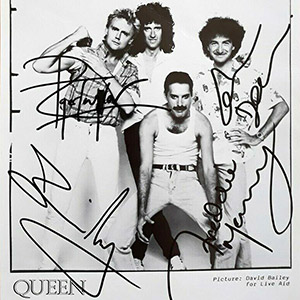 fake Queen autographs - official fan club - female hand