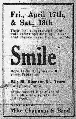 Flyer/ad - Smile in Truro on 17.-18.04.1970