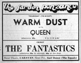Flyer/ad - Queen in Penzance on 29.07.1971