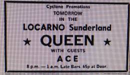 Flyer/ad - Queen in Sunderland on 12.10.1973