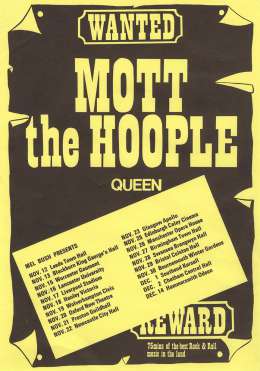 Flyer/ad - Mott The Hoople/Queen tour handbill