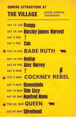 Flyer/ad - Flyer for the Queen concert in Dagenham on 12.03.1974