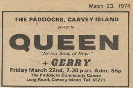 Flyer/ad - Queen in Canvey Island on 22.03.1974