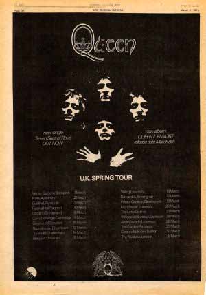 Queen on Queen II tour in the UK