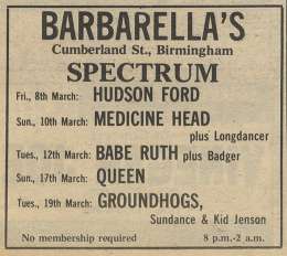 Flyer/ad - Newspaper advert for the Queen gig in Birmingham on 02.04.1974