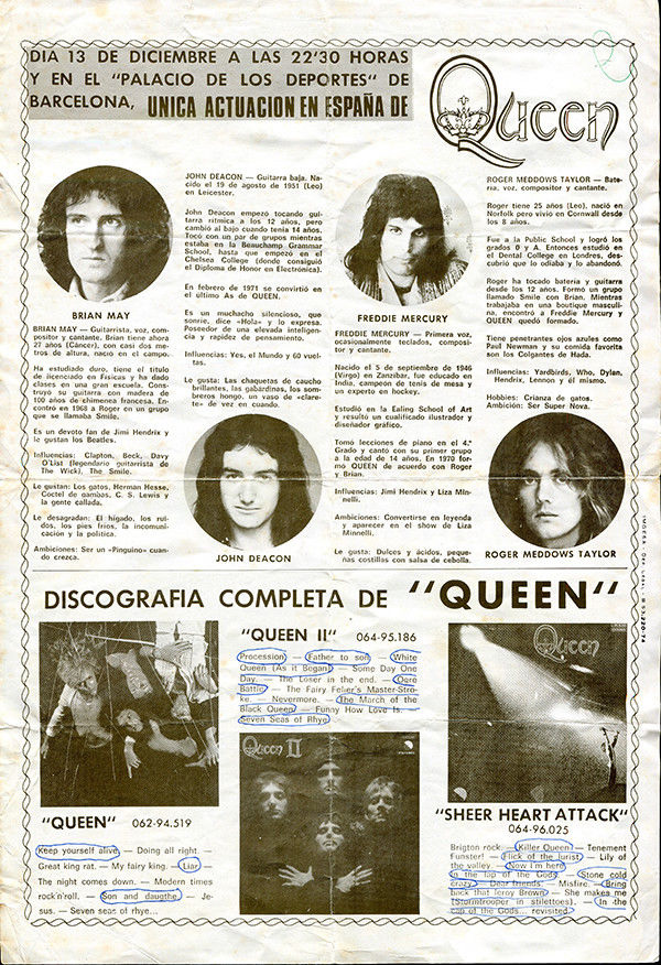 Queen in Barcelona on 13.12.1974