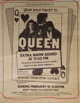 Flyer/ad - Queen in New York on 16.2.1975