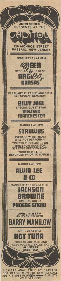 Flyer/ad - Queen in Passaic on 21.02.1975