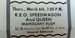 Flyer/ad - Queen in Madison on 06.03.1975