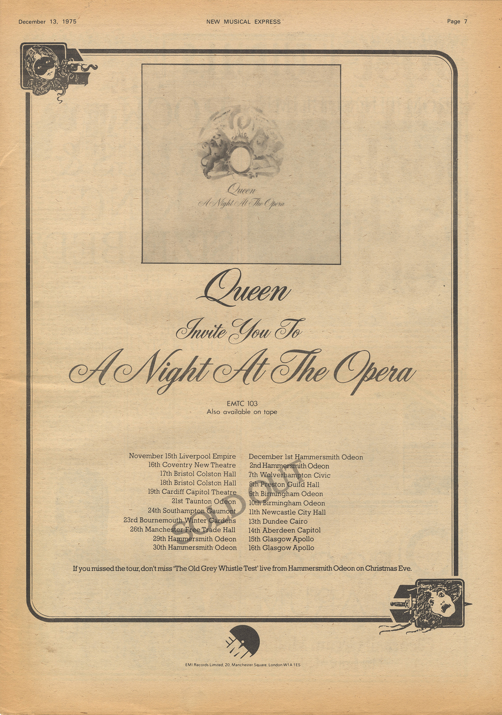 Queen - A Night At The Opera UK tour