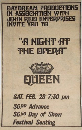 Queen in Madison on 28.2.1976