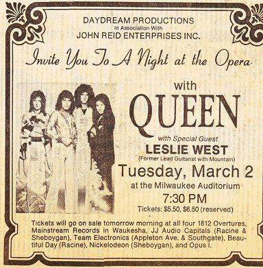 Queen in Milwaukee on 2.3.1976