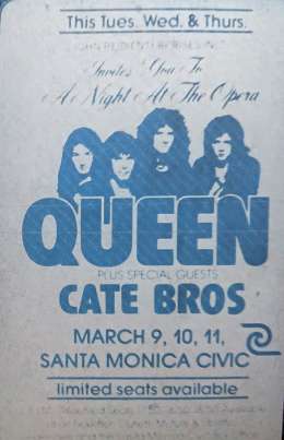 Flyer/ad - Queen in Santa Monica on 09.-11.03.1976