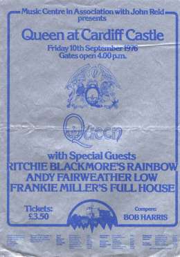 Flyer/ad - Queen in Cardiff on 10.09.1976