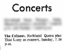 Flyer/ad - Queen in Richfield on 23.1.1977