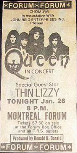 Flyer/ad - Queen in Montreal on 26.1.1977