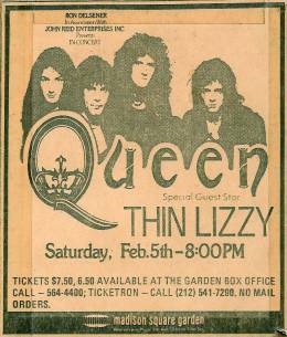 Flyer/ad - Queen in New York on 05.02.1977
