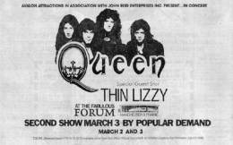 Flyer/ad - Queen in Los Angeles on 02.-03.03.1977