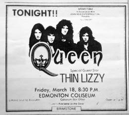 Flyer/ad - Queen in Edmonton on 18.03.1977
