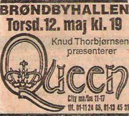 Flyer/ad - Queen in Copenhagen on 12.05.1977
