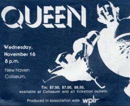 Flyer/ad - Queen in New Haven on 16.11.1977