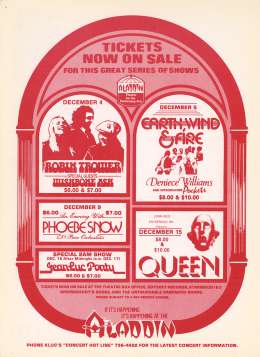 Flyer/ad - Queen in Las Vegas on 15.12.1977