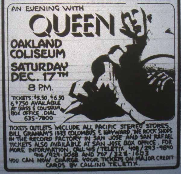 Queen in Oakland on 17.12.1977