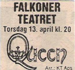 Flyer/ad - Queen in Copenhagen on 13.04.1978