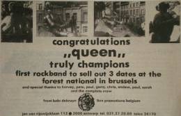Flyer/ad - Queen in Brussels in April 1978
