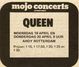 Flyer/ad - Queen in Rotterdam on 19.-20.4.1978