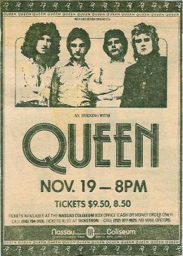Flyer/ad - Queen in Uniondale on 19.11.1978 (ad post tickets going on sale)