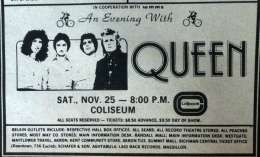 Flyer/ad - Newspaper ad for the Queen gig in Cleveland on 25.11.1978