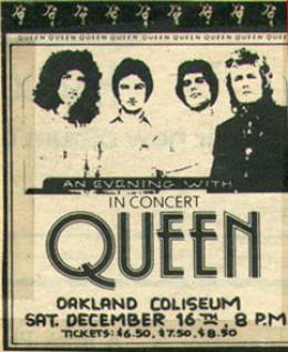 Flyer/ad - Queen in Oakland on 16.12.1978